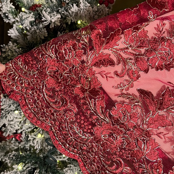 NWT- RED & GOLD SZ:L EMBROIDERED MIDI DRESS by AZBRO - Picture 10 of 14